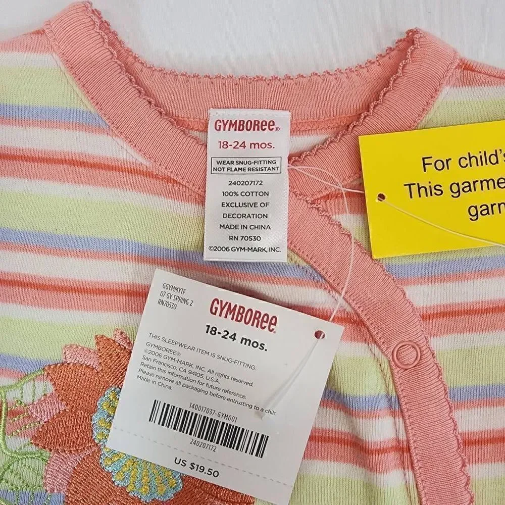 Gymboree Stripe Flower Embroidered Romper Size 18-24 mos NWT